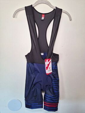 NWT Cuore Bronze Cycling Bib Shorts XS 3XL Navy Blue Red Stripe